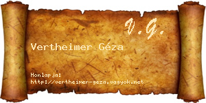 Vertheimer Géza névjegykártya